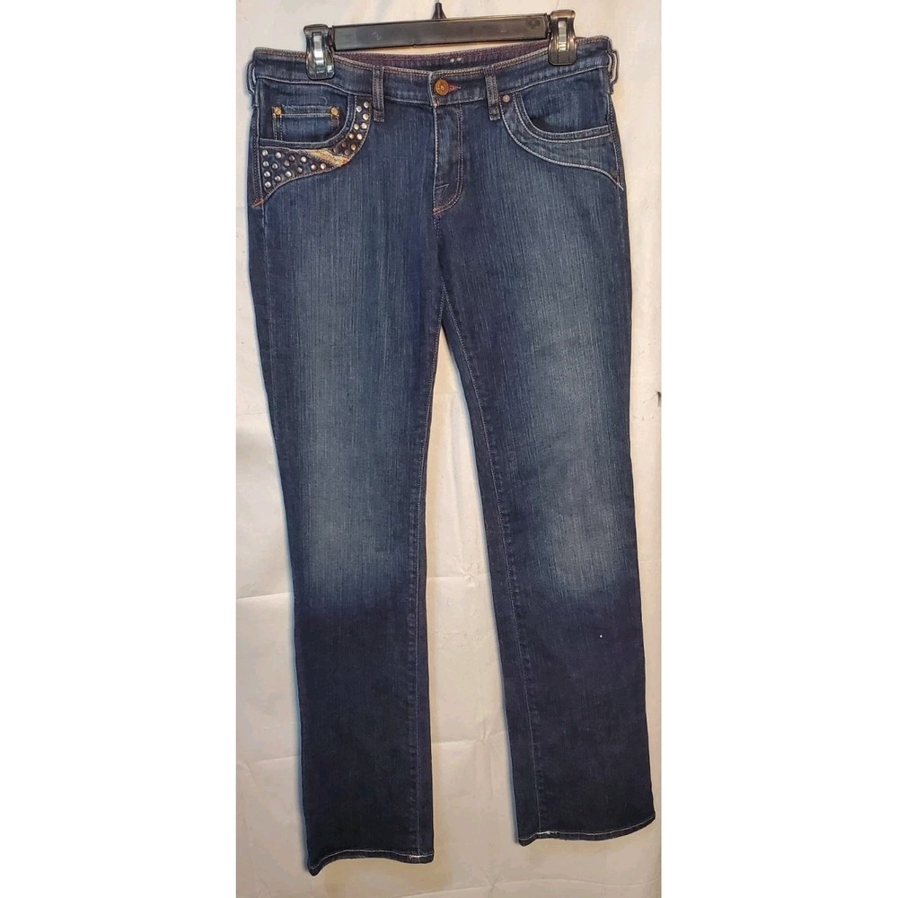 Diesel Women's Bootcut Blue Jeans 30" Waist US 10 Made in‎ Italy Studded Western